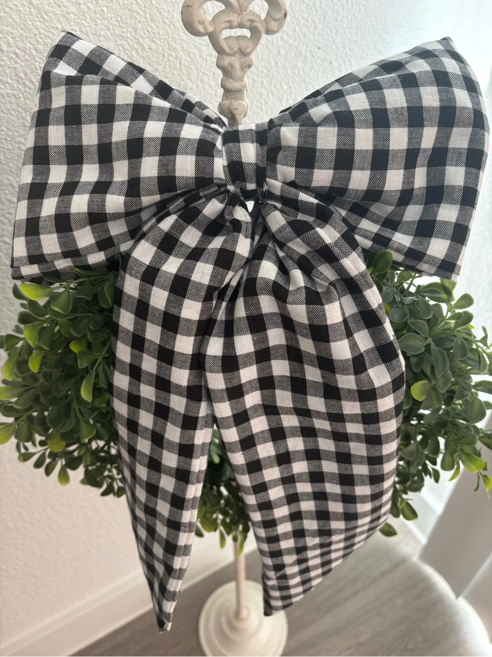 Handmade BLACK Checkered Gingham Bow Large Custom Ordered NEW COLORS Final Sale